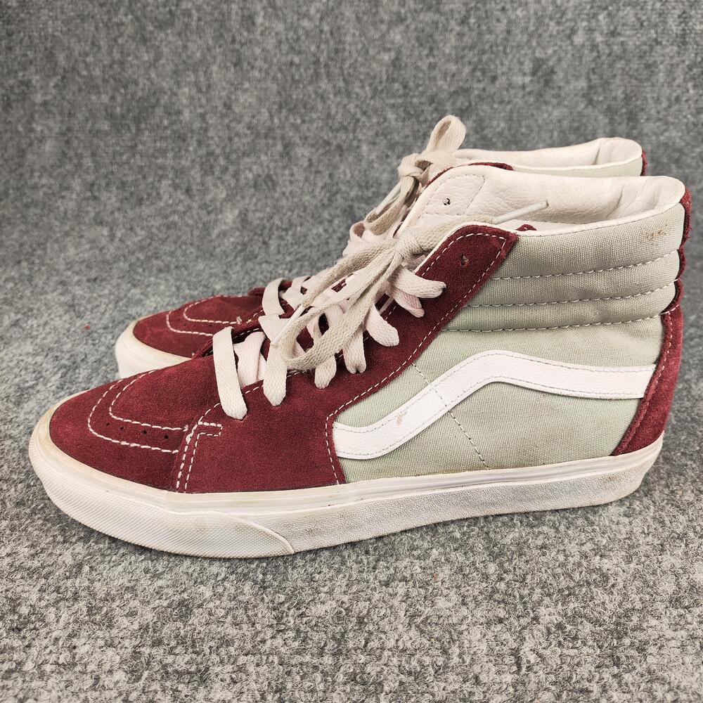 Vans Sk8-Hi Shoes Mens Size 8 Red Suede High Top Skate Sneakers Casual